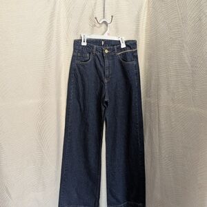 Dark Blue Wide-Leg Jeans